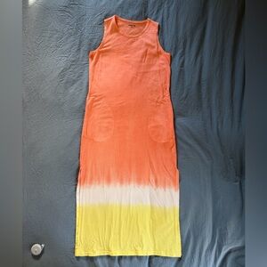Lands’ End Orange and Yellow Ombre Cotton Maxi Dress